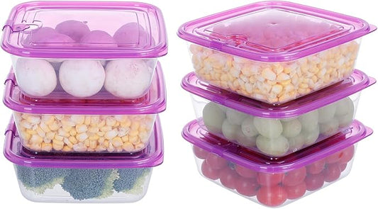 KIGI 【6 PACK 23.7oz Plastic Food Storage Containers with Lids Airtight Square Meal Prep Containers,Microwave,Freeze,Dishwasher Safe