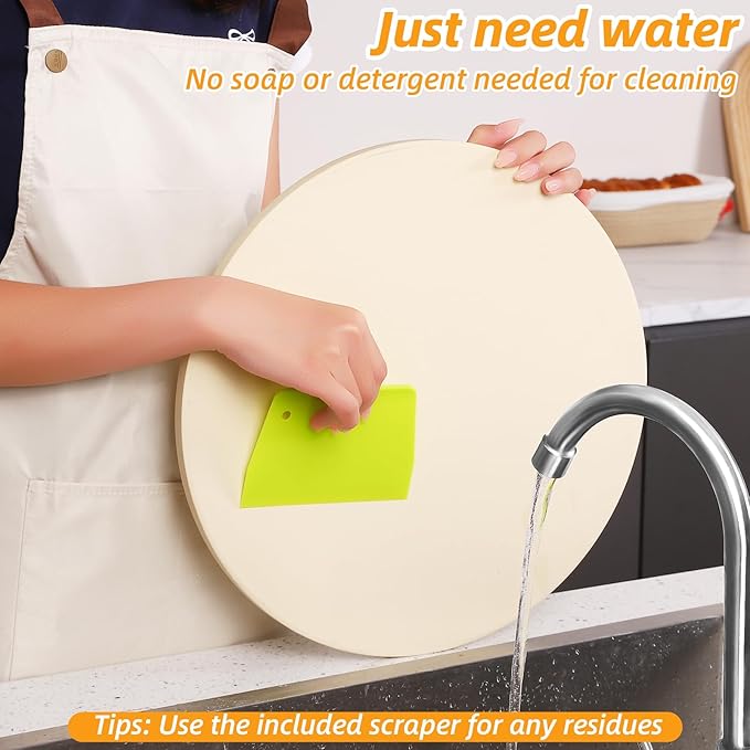 Pizza Stone 5 PCS Set, 15 Inch Large Round Pizza Stone Set for Oven & Outdoor Grill with Metal Pizza Peels & Cutter Rocker, 0.6'' Thickened Stone Pizza Pan, Grill Baking Stone for Pizza, Bread