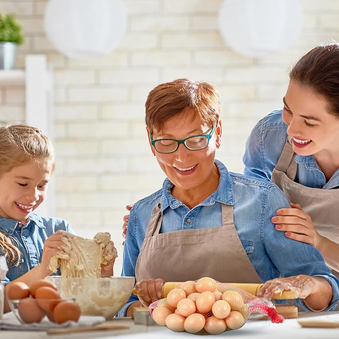 Windyun 1000 Pcs 20 Inch Reusable Mesh Nylon Netting Bulk, Fits Storage Egg Vegetable Seafood Fruits Bags Grocery Bags (Red, Green, White)