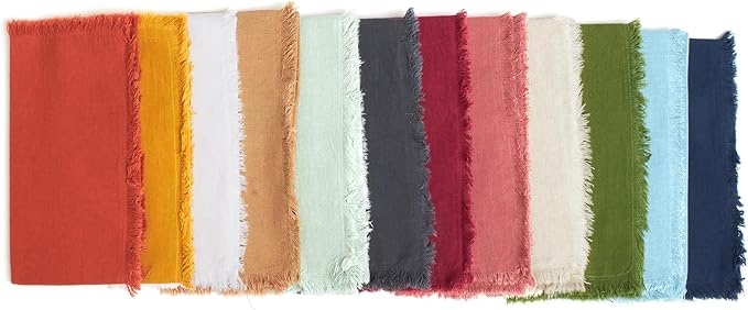 ACCENTHOME Blush Cotton Linen Napkin Set of 6 18x18 inch Dinner Napkins - Washable Soft Premium Hotel Quality Reusable Napkins Perfect Table Napkins for Family Dinners, Weddings & Everyday Use