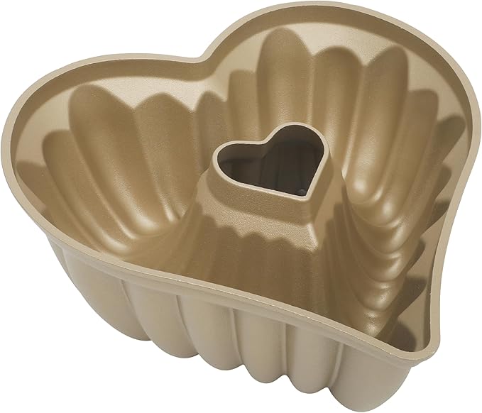 Martha Stewart Dunelle 10.75" Heart‑Shaped Cake Mold — Cast Aluminum Nonstick Bundt Pan — Easy Release, Oven‑Safe to 450°F