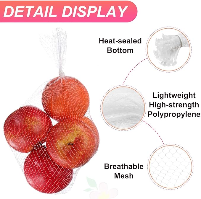 uxcell 100PCS Reusable Mesh Produce Bags, 15.7 Inches Egg Hatching Bags Washable Breathable Fruit Net Stretchable Mesh Netting Storage for Seafood Vegetable Onion Grocery Shopping, White