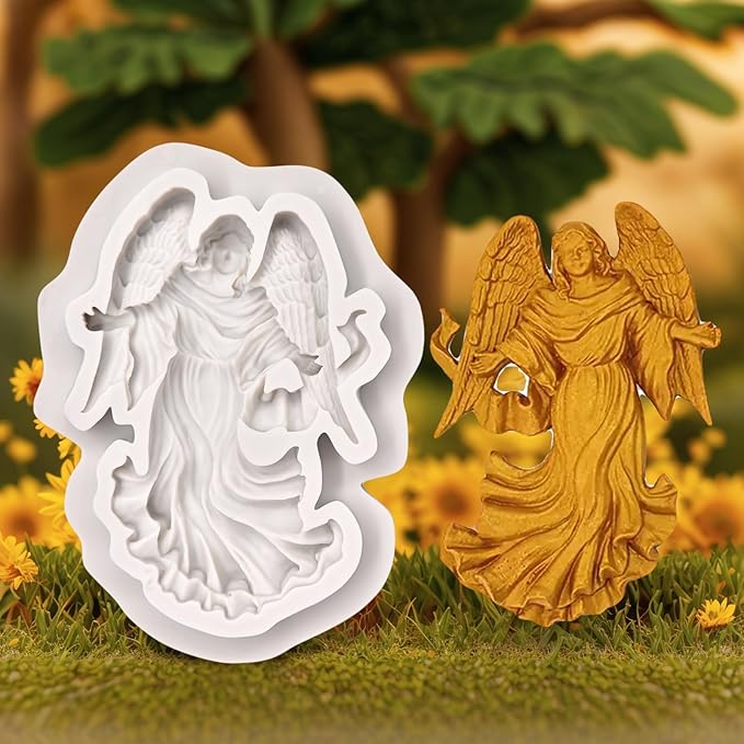 (Four-piece set) Virgin Mary, angels, mushroom cottage, flower cottage, DIY silicone mold, cake chocolate mold wedding cake decoration tool marshmallow cake
