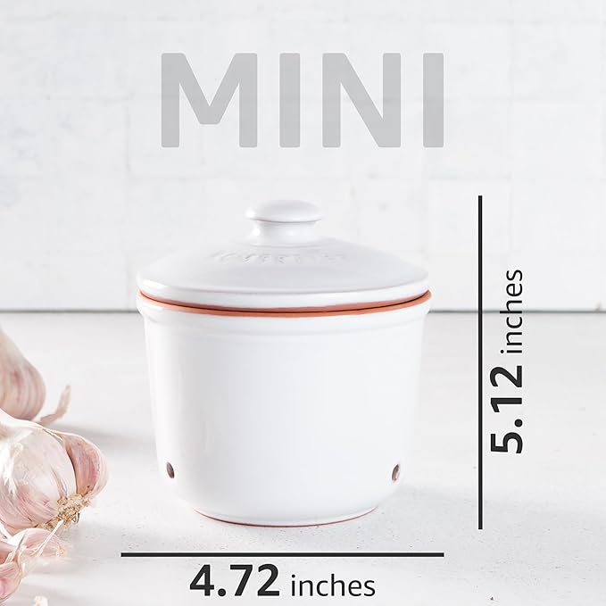 Romertopf Freshness Storage Potato Onion Garlic Clay Pot Set of 3 with Lids - White