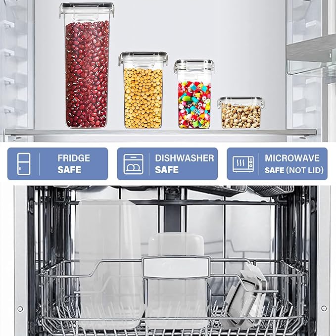 14 Pack Food Storage Container Set, Leak Proof Pantry Storage, BPA-Free Cereal Storage Containers Organizer for Kitchen Organization with Labels & Pen