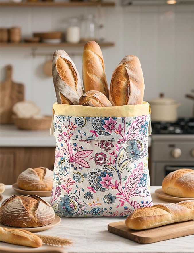 Reusable Bread Bags for Homemade Bread, 2 Pack XL Cotton Beeswax Bag for Sourdough, Beeswax Bags, Sourdough Storage Bag