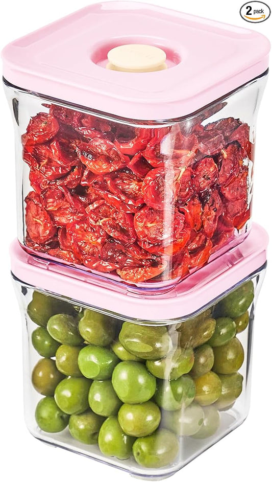 VAKUEN Premium Airtight Food Storage Containers ROSE 0.53qt(0.5L) x2pcs, Patented Double Silicone Lining, 100% Leak Proof, BPA-FREE
