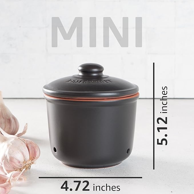 Romertopf Freshness Storage Potato Onion Garlic Clay Pot Set of 3 with Lids - Black