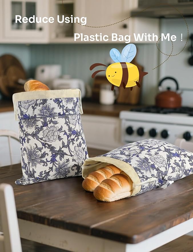 Reusable Bread Bags for Homemade Bread, 2 Pack XL Cotton Beeswax Bag for Sourdough, Beeswax Bags, Sourdough Storage Bag