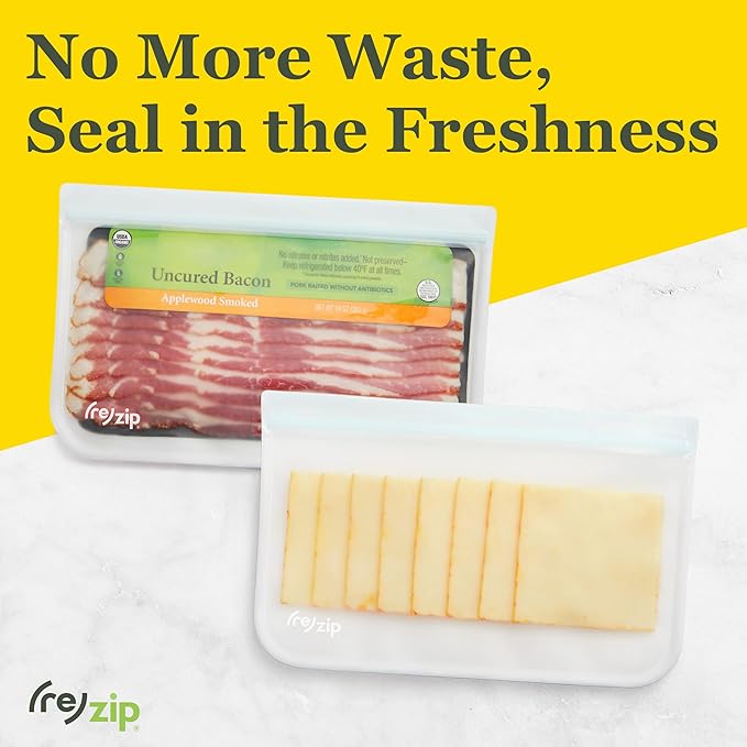 (re) zip 4 Gallon & 4 Half-Gallon Bags for Maximum Freshness | 8-Pack Food Storage Bag Kit | BPA-Free, Leakproof, Airtight, and Freezer-Safe PEVA | Ideal for Marinating and BBQ Prep