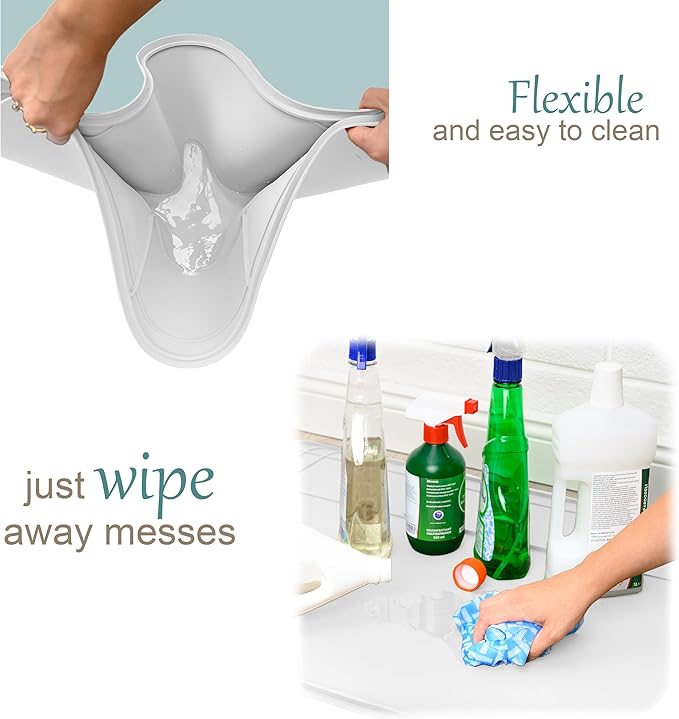 Original Under Sink Mat - Adjustable Silicone, Waterproof Vanity Mat - 28" x 19" or Smaller