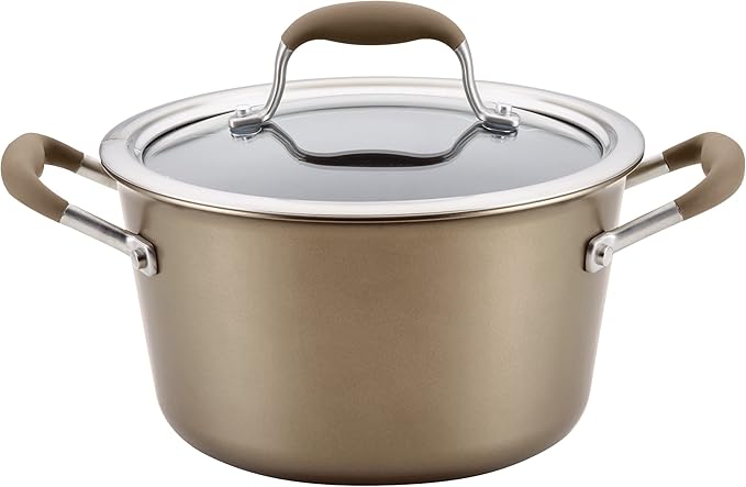 Anolon Advanced Home Hard-Anodized Nonstick Tapered Sauce Pan/Saucepot, 4.5-Quart (Bronze)