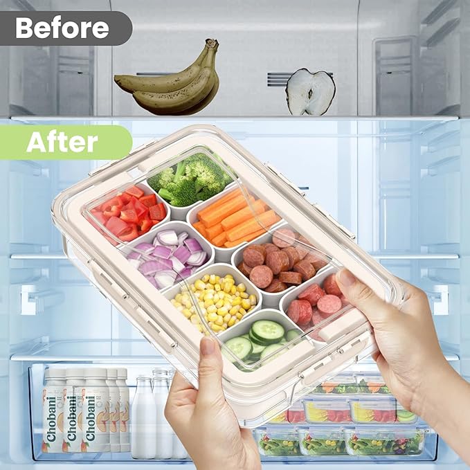 Snackle Box Container 12 Compartments, 2pack Box Characuterie Container with Compartments, Large Portable Divided Snack Serving Tray with Lid & Handle, Stackable Food Containers(White)