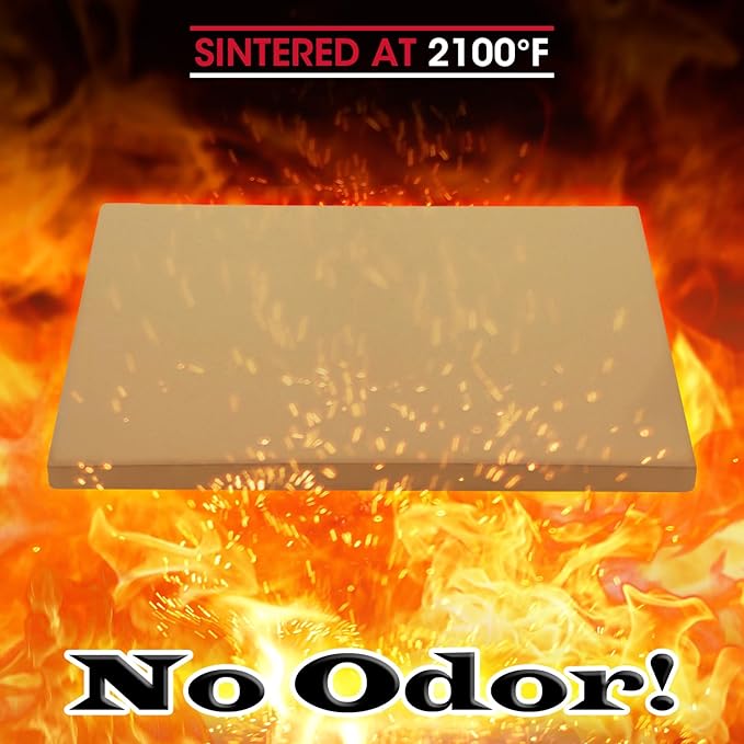 Unicook Pizza Stone for Oven and Grill, Rectangular Baking Pan 15 Inch x 12 Inch, Cordierite Large Cooking Oven Stone with Plastic Dough Scraper, Thermal Shock Resistant Pizza Pan