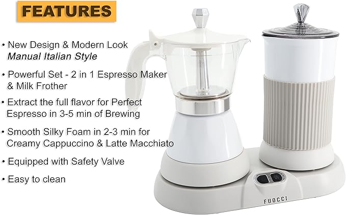 Espresso Maker With Milk Frother; 3 Cups Italian Coffee Maker; Electric Moka Pot And Frother For Cappuccino, Mocha, Latte Macchiato Cuban Coffee Maker Electric Cafeteras Electricas Modernas