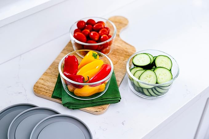 12-Piece Glass Food Storage Containers Set (6 Containers + 6 BPA-Free Lids) | 4-Cup, Leakproof | Microwave, Freezer, Oven & Dishwasher Safe | Ideal for Meal Prep & Pantry Organization