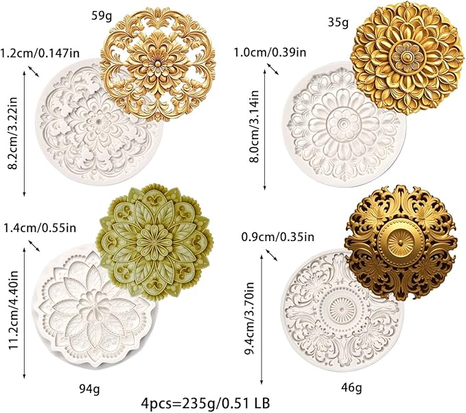 (Four-piece set) Multi-functional round flower, DIY silicone mold, cake chocolate mold wedding cake decoration tool soft cake mold