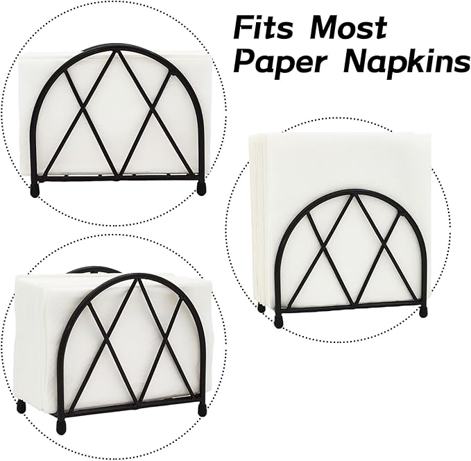 Black Napkin Holder for Table, Modern Minimalist Large Metal Napkin Holder for Home Kitchen Restaurant Cocktail Bar Décor