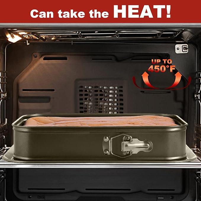 Kenond Large Springform Cake Pan, 14 x 11-Inch Rectangle Cheesecake Pan, Tiramisu Bakeware with 50Pcs Wax Paper, 5Pcs Spatula Set, Non-Stick Baking Pan Mold Leakproof…