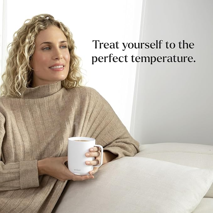 Ember Temperature Control Smart Mug 2, 14 Oz, App-Controlled Heated Coffee Mug with 80 Min Battery Life and Improved Design, White