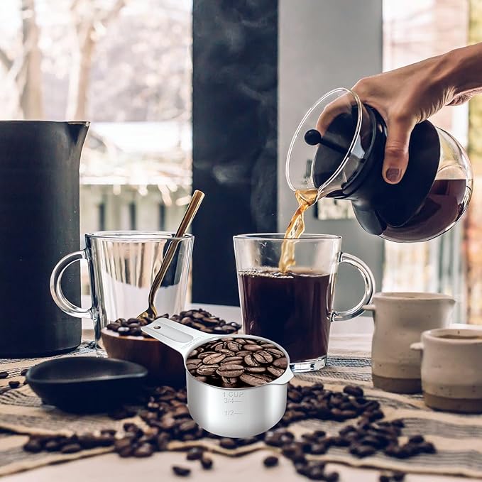 1 Cup (240 ml | 8 oz | 240 cc) Stainless Steel Measuring Cup, Metal Measuring Cup for Cooking & Baking