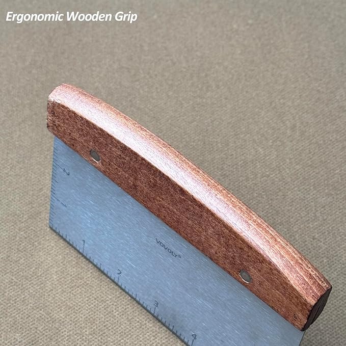 Vovoly Multipurpose Bench Scraper Kitchen Utensil for Flat Top Griddle, Dough Cutter for Bread and Pizza Dough - Stainless Steel Metal Griddle Scraper Chopper