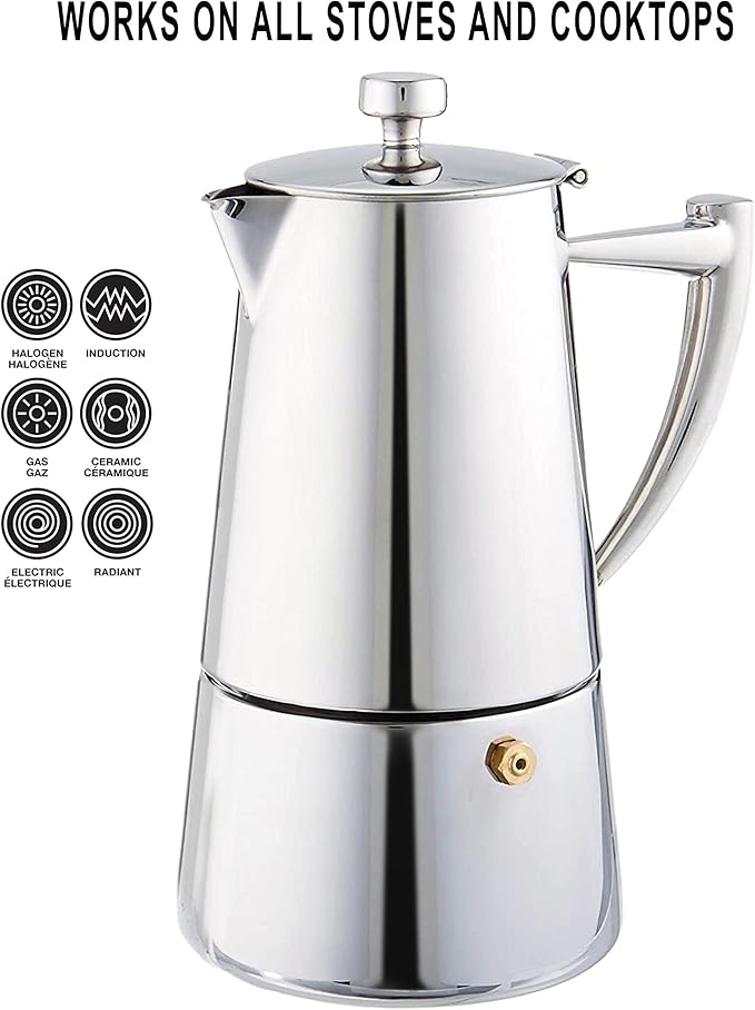 Cuisinox Roma 6-cup Stainless Steel Stovetop Moka Espresso Maker