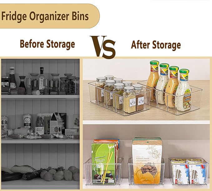 5 Pack Pantry Organizers and Storage,4 compartment Snack Containers for Kitchen,Fridge,Refrigerator Organization and Storage,Clear Plastic Bins for Spice,Tea bag,Seasoning organizer