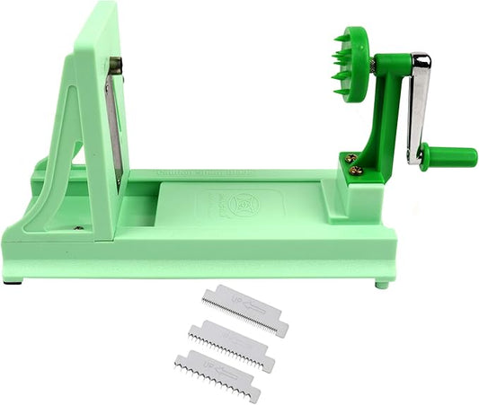 Japanese Turning Vegetable Spiralizer, Veggie Spiralizer For Fresh Zucchini, Squash, Butternut Squash with 1 Straight-Edged Blade and 3 Serrated Blades Multiple