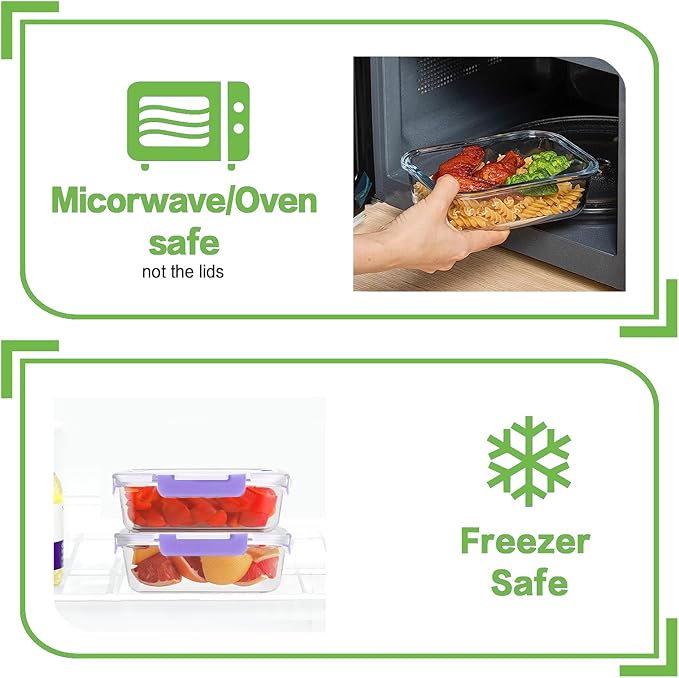 10 Pack Borosilicate Glass Meal Prep Containers with Locking Lids, Glass Food Storage Containers Set, Airtight Lunch Bento Boxes, BPA-Free & Leak Proof, 36oz & 14oz, Freezer, Oven Safe-Pink