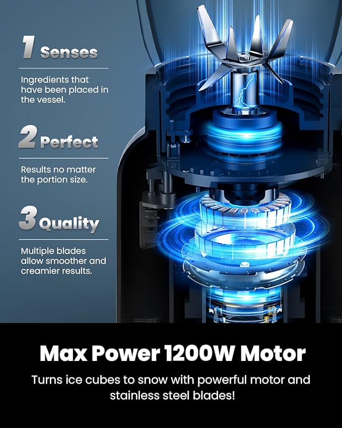 GDOR Professional Blender for Smoothies, 5 Functions, 1200 Peak Watts Smoothie Blender, 52 Oz Glass Jar & 24 Oz To-Go Cup Combo, Ice Crushing & Frozen Fruit, Self-Cleaning, Black