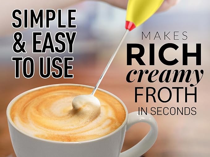 Zulay Powerful Milk Frother Handheld Foam Maker for Lattes - Whisk Drink Mixer for Coffee, Mini Foamer for Cappuccino, Frappe, Matcha, Hot Chocolate by Milk Boss (Lime/Red)