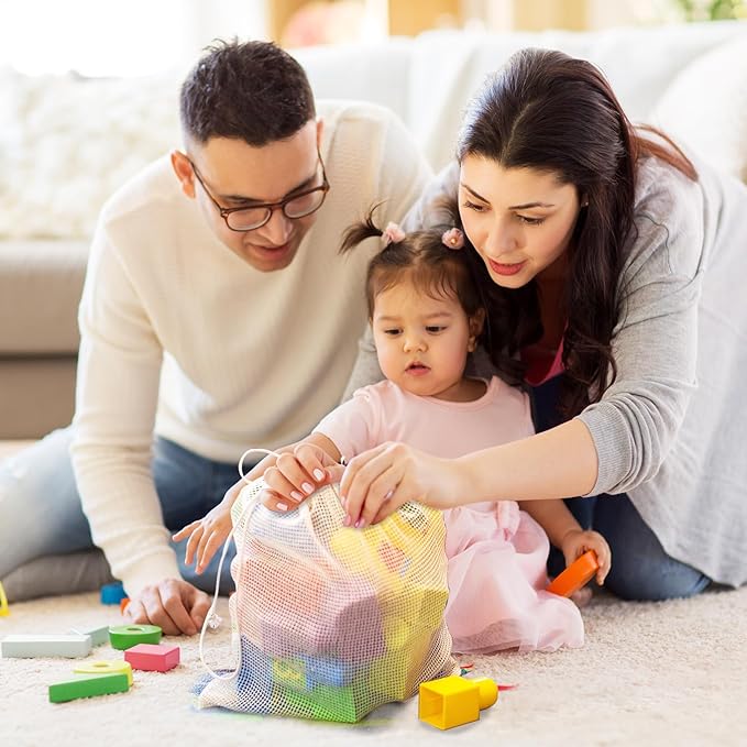 Ycsst 12 Pack Reusable Cotton Mesh Produce Bags - 100% Organic Cotton - Produce Bag - Double-Stitched - With Drawstring Produce Bag For Vegetables,Fruit & Grocery Shopping,4xS, 4xM, 4xL.