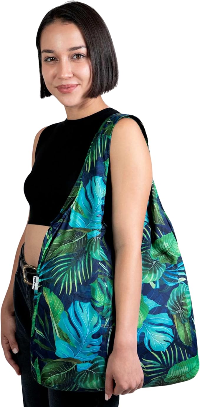Nanobag Ultra-Lightweight Heavy Duty Foldable Tote for Women & Men, Reusable Grocery & Travel Bag, Packable Collapsible Compact Market Essential (XL Forest)