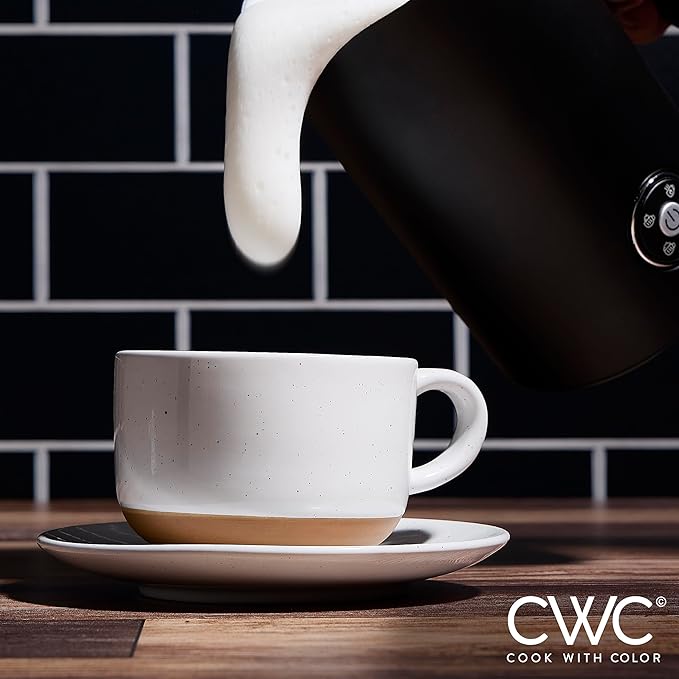 COOK WITH COLOR 4-in-1 Electric Milk Steamer and Frother - 2-Minute Heating and Frothing, Hot and Cold Foam Maker for Coffee, Latte, Cappuccino, Macchiato, Milk Warmer, Auto Shut Off, Black