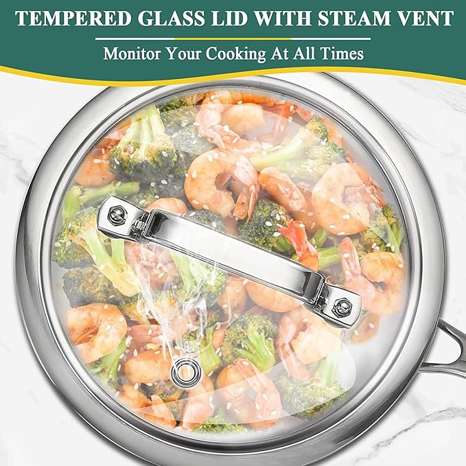 LOLYKITCh Tri-Ply 3 QT Stainless Steel Saucepan with Lid,Dia.20CM Induction Cooking Sauce Pot,Oven & Dishwasher Safe,Detachable Handle.