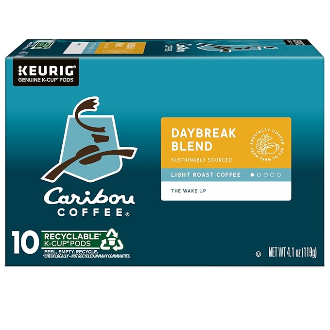 Caribou Coffee Daybreak Blend Keurig Single-Serve K-Cup Pod, Light Roast Coffee(Pack of 6, 60 Count Total)