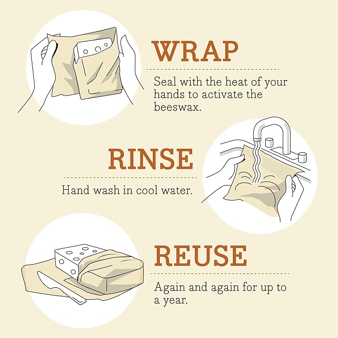 Bee's Wrap Beeswax Wraps for Food - Made in USA Reusable & Organic Food Wraps, Sandwich Wrap & Bowl Covers - Eco-Friendly Alternative to Aluminum Foil & Plastic Wrap, Bee's + Bears 3 Pack (S, M, L)