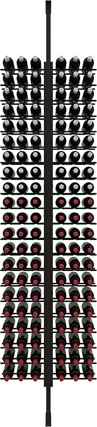 Ultra Wine Racks Floor-to-Ceiling Mount Display (2 Side, Triple Deep, Black, Holds 126 Wine Bottles) - Modern Metal Wine Storage for Wine Cellars, Home Bars, Kitchens, & Dining Rooms
