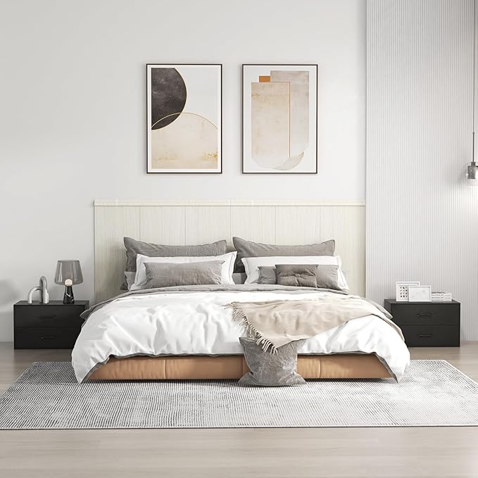 Giantex Stackable Drawers for Closet, 2-Drawer Short Dresser, Multi-Purpose Storage Cube with Anti-Scratch Pads, Anti-Tipping Devices, Storage Cabinet for Living Room, Entryway, Home Office (2, Black)