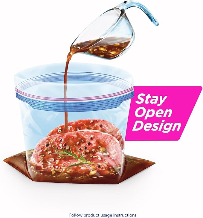 Ziploc Gallon Food Storage Freezer Bags, New Stay Open Design with Stand-Up Bottom, Easy to Fill, 28 Count