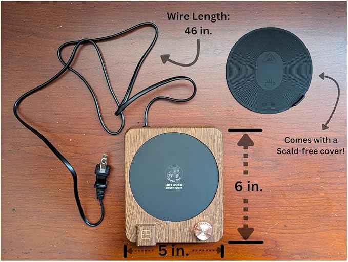 Hot Drink Beverage Warmer. Coffee, Milk, Tea, Cappuccino, Mocha, Candles, Dial Tempreture and Digital Display. Desk, Office, Workplace. 105F- 176F. 4 Hour shutoff, 1-12 Hour Schedule. (Walnut)