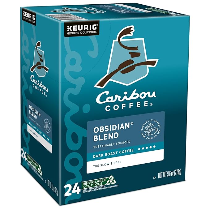 Caribou Coffee Obsidian Keurig Single-Serve K-Cup Pod, Medium Roast Coffee, 96 Count
