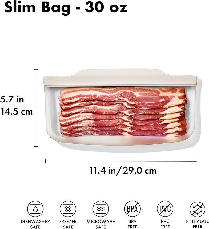 OXO Good Grips Silicone Reusable Bag – Slim Bag (30 oz) - Oat