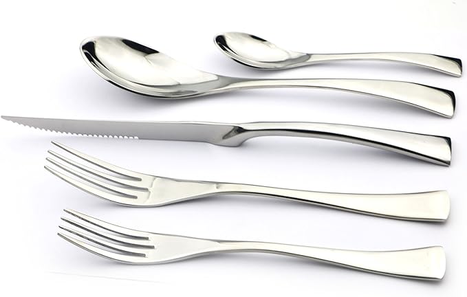 20-Piece 18/10 Stainless Steel Serrated Steak Knife Flatware Set, Service for 4