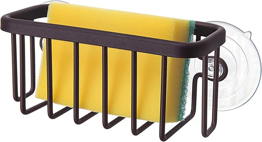 SunnyPoint NeverRust Kitchen & Bathroom Sink Caddy for Sponges, Scrubbers, Soap, 6" x 2.5" x 2.75", with Adhesive Mount - Additional Suction Cup Included –Aluminum (Oil Bronze, NOT Black)