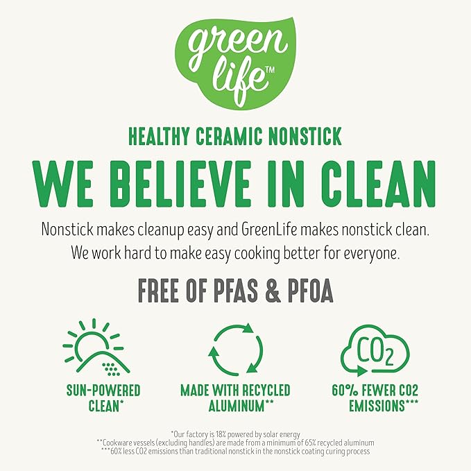 GreenLife 2 Quart Nonstick Saucepan with Lid, Lightweight Healthy PFAS-Free Milk Pan, Dishwasher & Oven Safe Soup Pan, Durable Body, Silicone Stay-Cool Handle, Easy Release Chef’s Pan, Sage Green