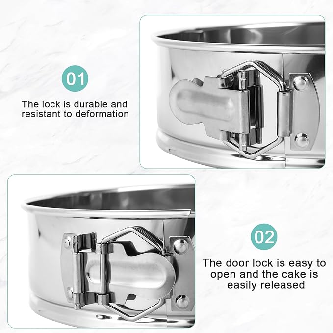 10-inch Stainless Steel Springform Pan with Silicone Protector, Removable Bottom, Parchment Paper, Decorating Kit Piping Bags and Tips- Great for Birthday Parties