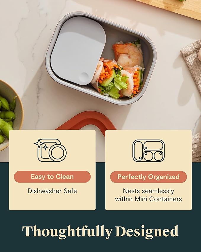 Caraway Mini Dash Inserts - 2pc .6 Cup Dash Ramekins w/Lids - Easy to Store, Non Toxic - Perfect for Sauces, Garnish, & Small Snack or Sides