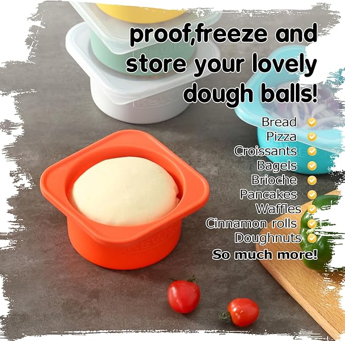 PLUS Large 1000ml Pizza Dough Proofing Boxes for DIY Artisan Pizza, Food Grade Silicone Stackable Containers with Lids, Sturdy Reinforced Steel. Freezer, Fridge, Dishwasher Safe (4Green Plus)